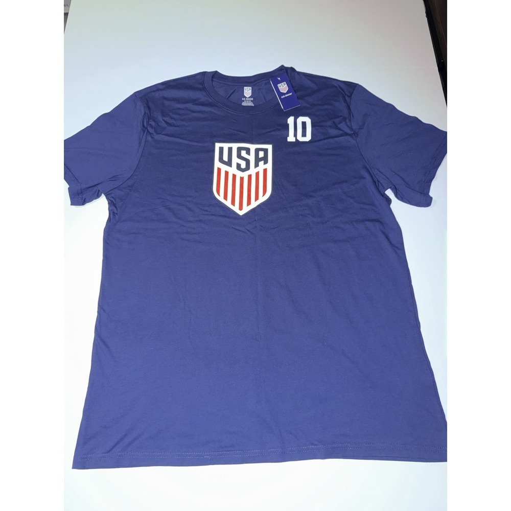 US Soccer Men XL T-Shirt Blue USA Pulisic 10 Cotton Licensed Sports Novelty NWT
